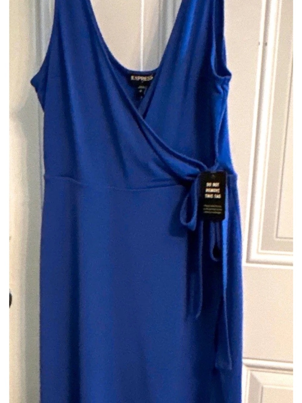 Express Blue Sleeveless Wrap Midi Dress